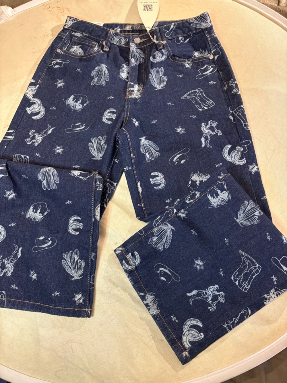 Cali 1850 Cowboy Print Dark Indigo Denim Jeans